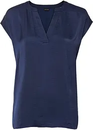 Blusa casual a maniche corte con spalle scese in satin, bonprix