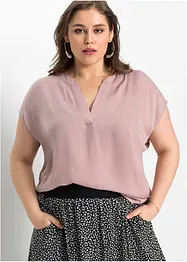 Blusa casual a maniche corte con spalle scese in satin, bonprix