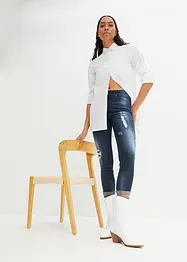 Jeans skinny cropped con zone sdrucite, bonprix