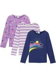 Maglia a maniche lunghe in puro cotone biologico (pacco da 3), bonprix