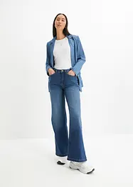 Jeans wide leg in cotone biologico, a vita alta, bonprix