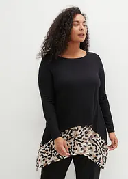 Maglia in misto viscosa con inserto di chiffon, bonprix