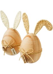 Statuetta decorativa uovo di Pasqua con orecchie da coniglio (pacco da 2), bpc living bonprix collection