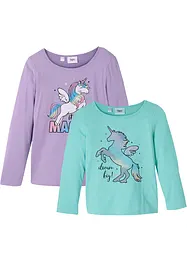 Maglia a maniche lunghe in puro cotone biologico (pacco da 2), bonprix