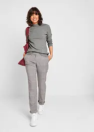 Maglione basic in filato fine con collo dritto e cotone riciclato, bonprix