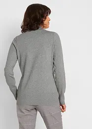 Maglione basic in filato fine con collo dritto e cotone riciclato, bonprix