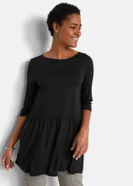 Maglia lunga in viscosa con balza, bonprix
