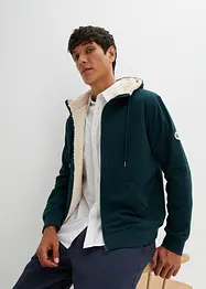 Felpa termica con zip, cappuccio e fodera effetto peluche, bonprix