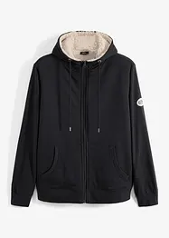 Felpa termica con zip, cappuccio e fodera effetto peluche, bonprix
