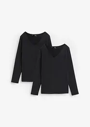 Maglia a maniche lunghe aderente (pacco da 2), bonprix