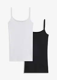 Top con spalline sottili in puro cotone (pacco da 2), bonprix