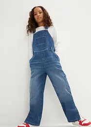 Salopette di jeans, vita media, bonprix