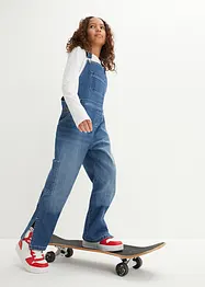 Salopette di jeans, vita media, bonprix