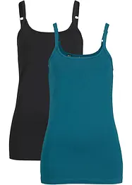 Top lungo in cotone biologico con spalline sottili (pacco da 2), bonprix