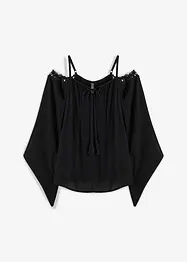 Blusa con spalle scoperte in viscosa fluente, bonprix