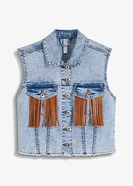 Gilet in jeans con frange, RAINBOW