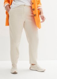 Pantaloni cropped a vita alta in misto lino con inserto elastico, bpc bonprix collection