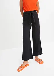 Pantaloni cropped con cinta comoda in puro cotone, bonprix