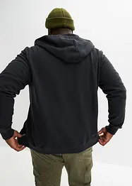 Felpa con zip, cappuccio e dettagli sportivi in cotone biologico, bonprix