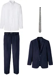 Completo (4 pezzi) giacca, pantaloni, camicia, cravatta, regular fit, bonprix