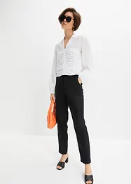 Pantaloni cropped in misto lino e viscosa, vita alta, bonprix