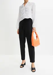 Pantaloni cropped in misto lino e viscosa, vita alta, bonprix
