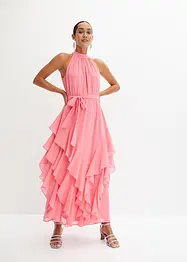 Abito in chiffon con volant, bonprix