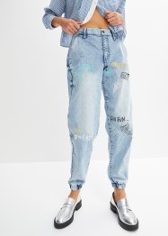 Jeans in barrel shape con stampa, RAINBOW