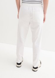Pantaloni cropped in misto lino con cinta comoda a vita alta, bonprix