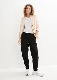 Pantaloni cropped in misto lino con cinta comoda a vita alta, bonprix