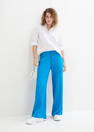 Pantaloni crinkle a palazzo a vita alta con cinta comoda, bonprix