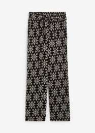 Pantaloni in viscosa crinkle fantasia con cinta comoda a vita alta, bpc bonprix collection