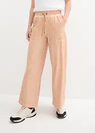 Pantaloni in felpa cropped con dettagli cargo, vita alta, bonprix