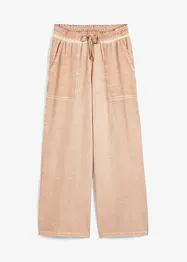 Pantaloni in felpa cropped con dettagli cargo, vita alta, bonprix