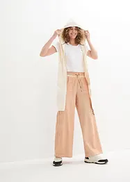 Pantaloni in felpa cropped con dettagli cargo, vita alta, bonprix