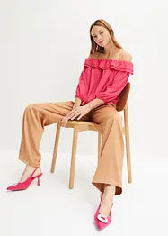Blusa con spalle scoperte in poliestere riciclato, bonprix