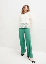Pantaloni a palazzo in jersey operato, vita alta, bonprix