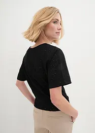 Maglia con maniche a pipistrello e ricami traforati, bonprix