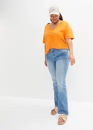 Jeans a zampa elasticizzati, vita media, bonprix