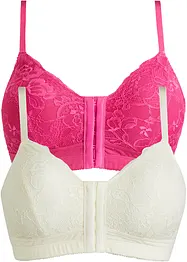 Reggiseno senza ferretto con chiusura anteriore e cotone (pacco da 2), bonprix