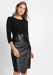 Abito in similpelle con corpino in jersey, bonprix
