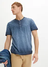 Maglia serafino a maniche corte  in puro cotone biologico effetto lavato, bonprix