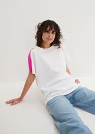 T-shirt con maniche a volant e righe neon, bonprix