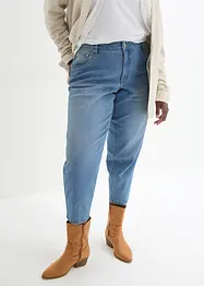 Jeans barrel leg cropped, vita alta, bonprix