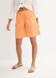 Shorts ampi in misto lino con pinces e cinta comoda a vita alta, bonprix