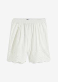Shorts ampi di cotone con cinta comoda e ricami traforati, vita alta, bpc bonprix collection