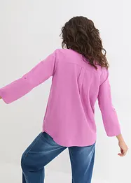 Blusa in misto lino con maniche a 3/4, bonprix