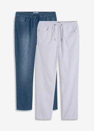 Jeans con elastico in vita in denim estivo classic fit (pacco da 2), John Baner JEANSWEAR