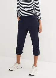 Pantaloni capri di misto cotone con cinta comoda, bonprix
