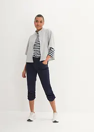 Pantaloni capri di misto cotone con cinta comoda, bonprix